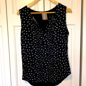 Dolan sleeveless blouse bird print & ruching